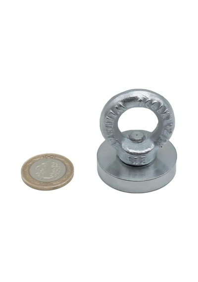 40mm Çok Güçlü Deniz Mıknatısı - Fishing Magnet - Neodyum Daimi Çelik Mıknatıs - Halkalı Pot Mıknatıs - Nik