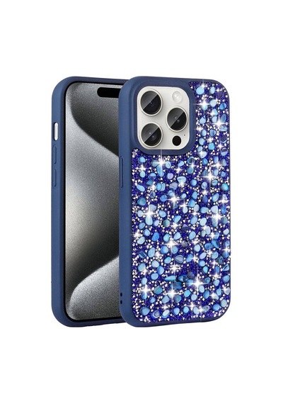 Apple Uyumlu iPhone 15 Pro Max Kılıf Parlak Taşlı Tasarım Stone Linea Kapak
