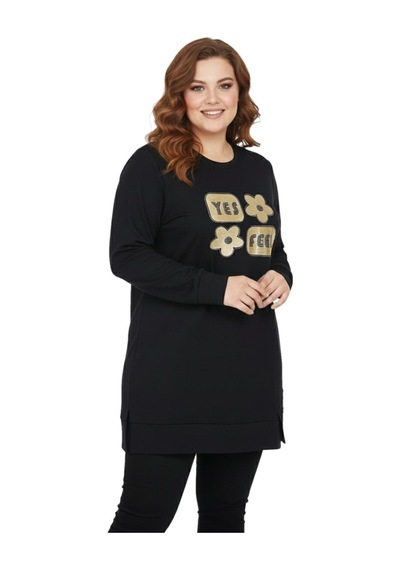 Caftan Kadın Sıfıryaka Taşlı Tunik Bgl-st05087 Siyah