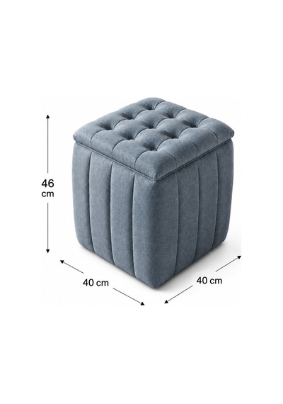 Yeni Sezon İthal Belora Kumaş Puf 40x40 Cm Ultra Yumuşak, Lüks Dokulu, Premium Kalite Kare Puf Mavi - 908231317 Mavi