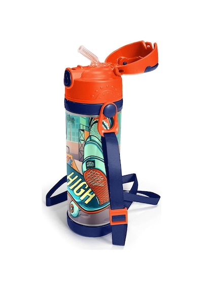 Coral High Kids Civit Neon Turuncu Kaykay Desenli Pipetli Çelik Termos 500 Ml 11923 Diğer