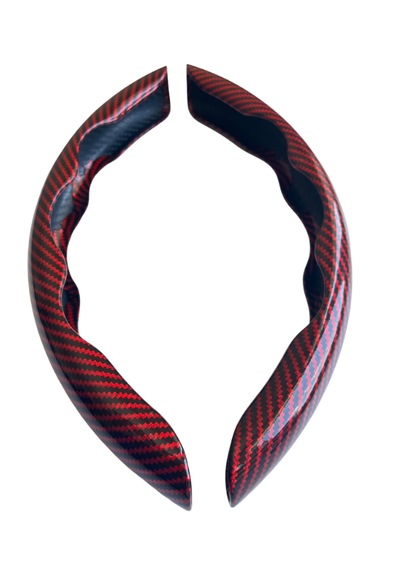 Karbon Fiber Direksiyon Kılıfı Direksiyon Koruyucu Kılıf Kırmızı - Siyah