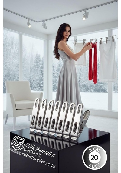 Transformacion Premium Çelik Mandal Seti - 20'lü Elite Seri, Endüstriyel Mukavemetli Çamaşır Mandalı, 74300007227 Çok Renkli