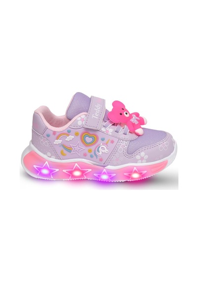 Kaptan Junior Kız Çocuk Işıklı Spor Sneaker Yürüyüş Ayakkabı Ptjck 700 Mor