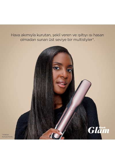 Shark Glam 5 Başlıklı Düz,dalgalı Ve Bukleli Çok Amaçlı Saç Şekillendirici - Pembe