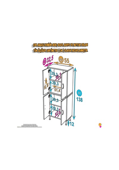 Eliusta Nuve Geniş Depolama Alanlı Dolap 55 Cm Banyo/mutfak Çok Fonksiyonlu 55x138x32,5 Cm Saklama Dolabı Beyaz Eliusta Nuve Geniş Depolama Alanlı Dolap 55 Cm Banyo/mutfak Çok Fonksiyonlu 55x138x32,5 Cm Saklama Dolabı Beyaz