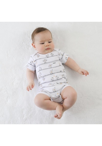 Owlishop Owli Bebek Body Kısa Kol Early Birds Beyaz