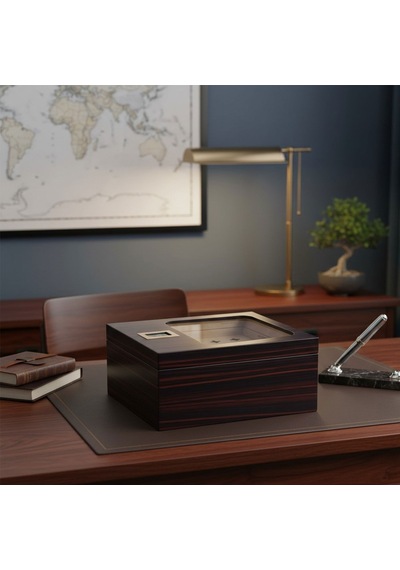 Cigarloong Camlı Puro Kutusu Humidor Ebony 40's