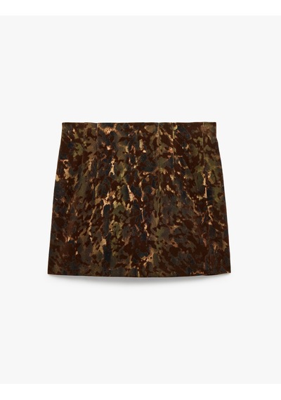 Koton Pamuklu A Kesim Gabardin Kamuflaj Desenli Mini Etek Haki Desenli 7wak70035ew