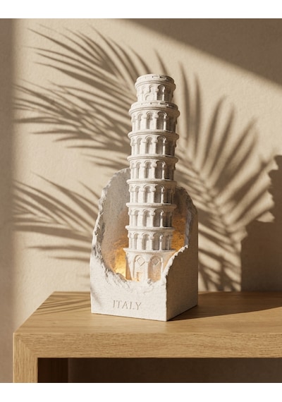 Dünya Mirasları Led Işıklı 3d Dekoratif Yapılar Koleksiyonu Pisa Kulesi Gri
