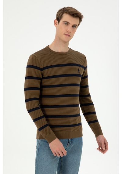 U.S. Polo Assn. Erkek Slim Fit Bisiklet Yaka Haki Kazak 50292850-VR027