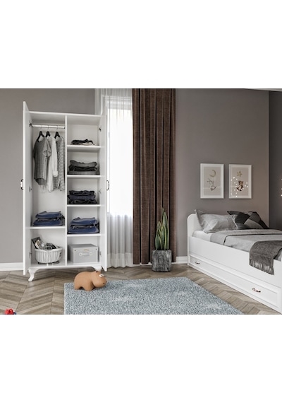 Kznhome Kartopu Country Oda Takımı - Karyola, 2 Kapılı Gardırop, Şifonyer