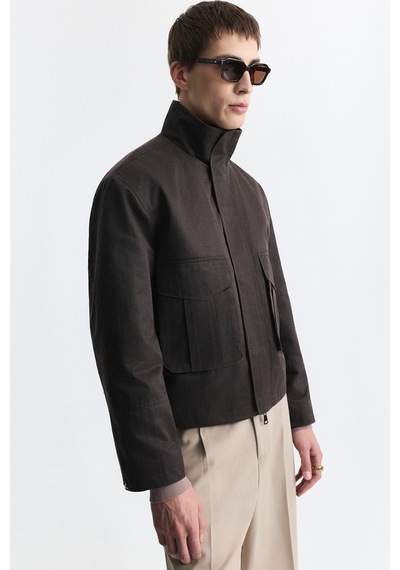 Antioch Crop Fit Dik Yaka Mont Kahve