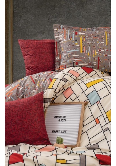 Cotton Box Modern Çift Kişilik Nevresim Takımı Joya Bordo