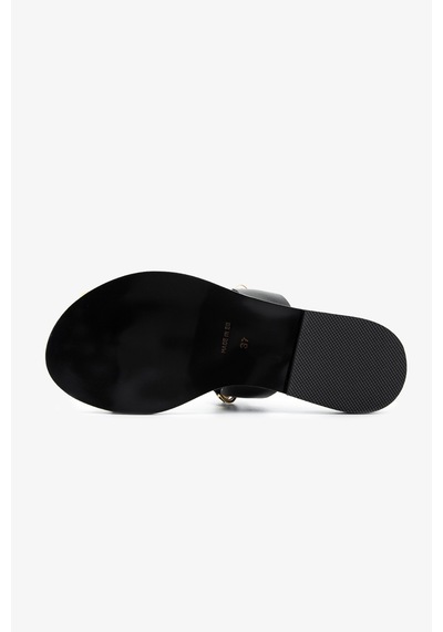 Valmenti Kadın Hakiki Deri Siyah Deri Düz Terlik 1141 578 Bn Trlk Y26 Black Leather