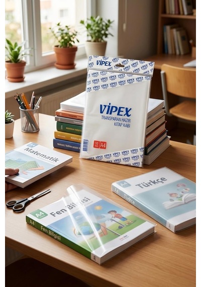 A4 Şeffaf Kendinden Yapışkanlı Kitap Kabı, Buzlu Transparan, 10 Adet Şeffaf/buzlu Transparan
