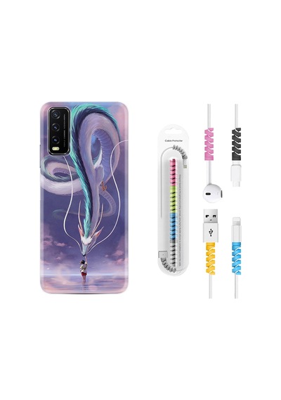 Vivo Y11S Kılıf Kablo Koruyuculu Kız Ve Ejderha 1742