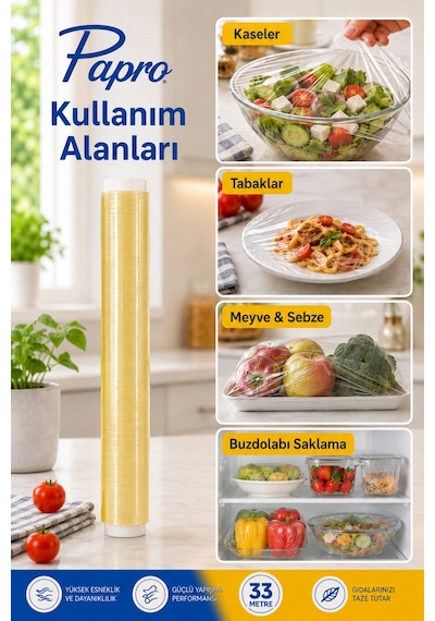 Streç Film 33 Metre X 30 Cm Gıda Ve Mutfak Kullanımına Uygun