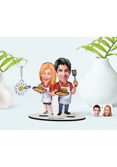 Kişiye Özel Sevgililer Karikatürlü 3D Ahşap Biblo Ve Isimli Silve (473842837)