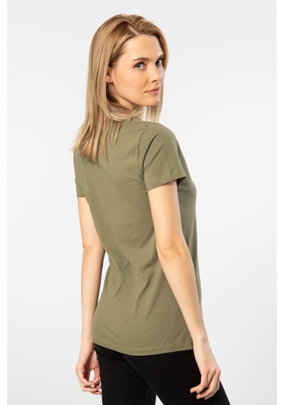 Wtshirt Milano Kısa Kol Derin V Yaka Kadın T-shirt Haki 001