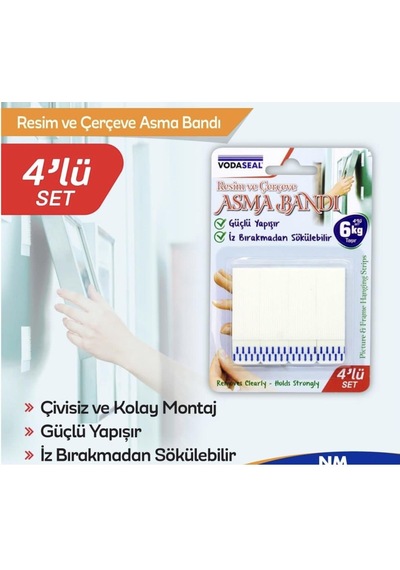 Vodaseal Resim ve Çerçeve Asma Bandı Bantı 4 Lü Set N11.1484