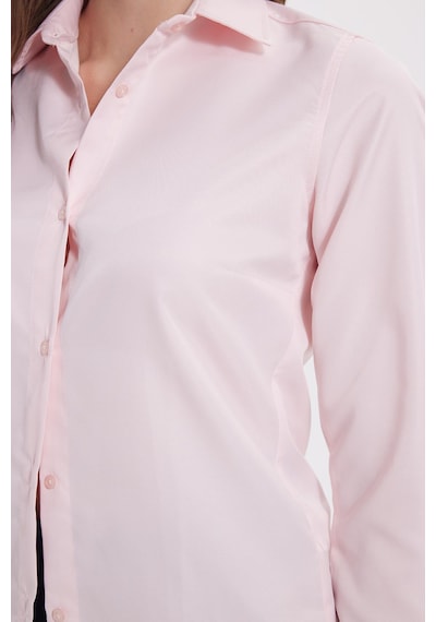 Tudors Kadın Slim Fit Dar Kesim Vücuda Oturan Uzun Kollu Pembe Basic Gömlek-38820 Pembe