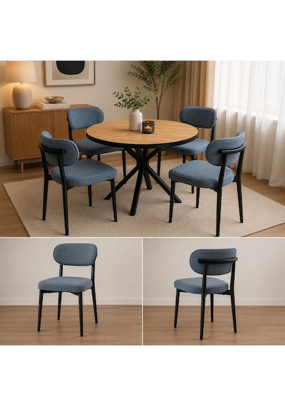 4 Kişilik Gri Sandalye Doğal Ahşap Görünümlü Yemek Masası & Mutfak Masası Takımı Modern Tasarım Beyaz 4 Kişilik Gri Sandalye Doğal Ahşap Görünümlü Yemek Masası & Mutfak Masası Takımı Modern Tasarım Beyaz
