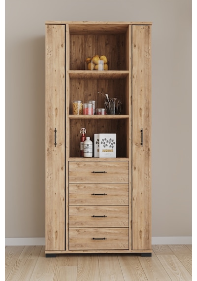 Aeka Ae-2204 Avrasya Çok Amaçlı 2 Kapaklı Raflı Çekmeceli Kiler Mutfak Dolabı Modern Tasarım 170x138x77,5 Çam