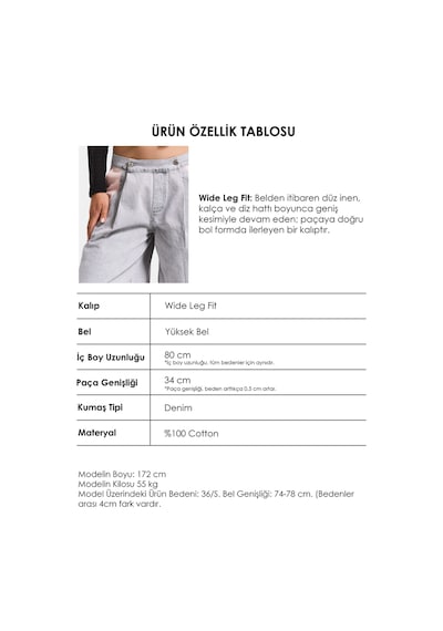 it's basic Kadın Gri Pembe 3s6-12 Palazzo Fit Çift Parça Özel Tasarım Denim Jean Gri-pembe