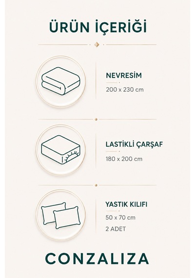 Conzaliza Lastikli Çarşaflı Pamuklu Çift Kişilik Nevresim Takımı Full Antrasit