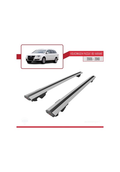 Volkswagen Passat B6 Varıant 2005-2010 Arası İle Uyumlu Hook Model Anahtar Kilitli Ara Atkı Tavan Barı Gri