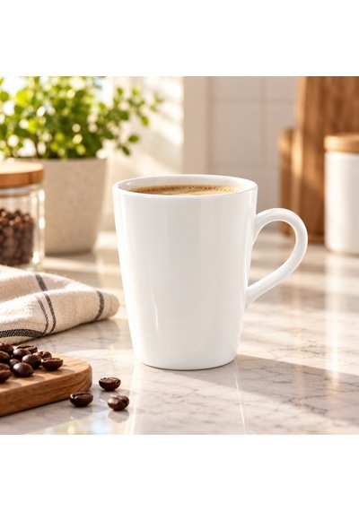 2'li Beyaz Porselen Kupa Seti Modern Şık Tasarım Çay Kahve Kupası