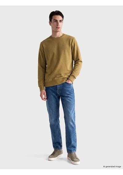 Lcwaıkıkı Classic Sarı Bisiklet Yaka Erkek Kalın Sweatshirt