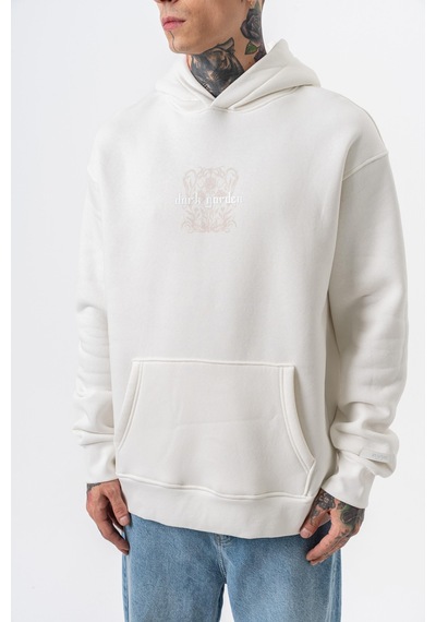 Respire Erkek Garden Baskılı Kapüşonlu Oversize Hoodie Ekru