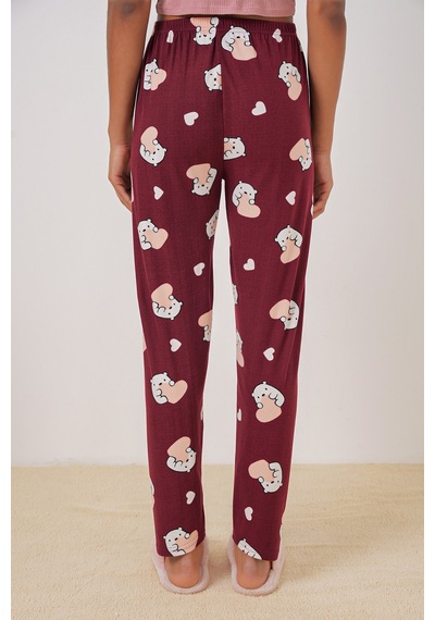 Bigdart 4323 Desenli Pijama Altı - Bordo