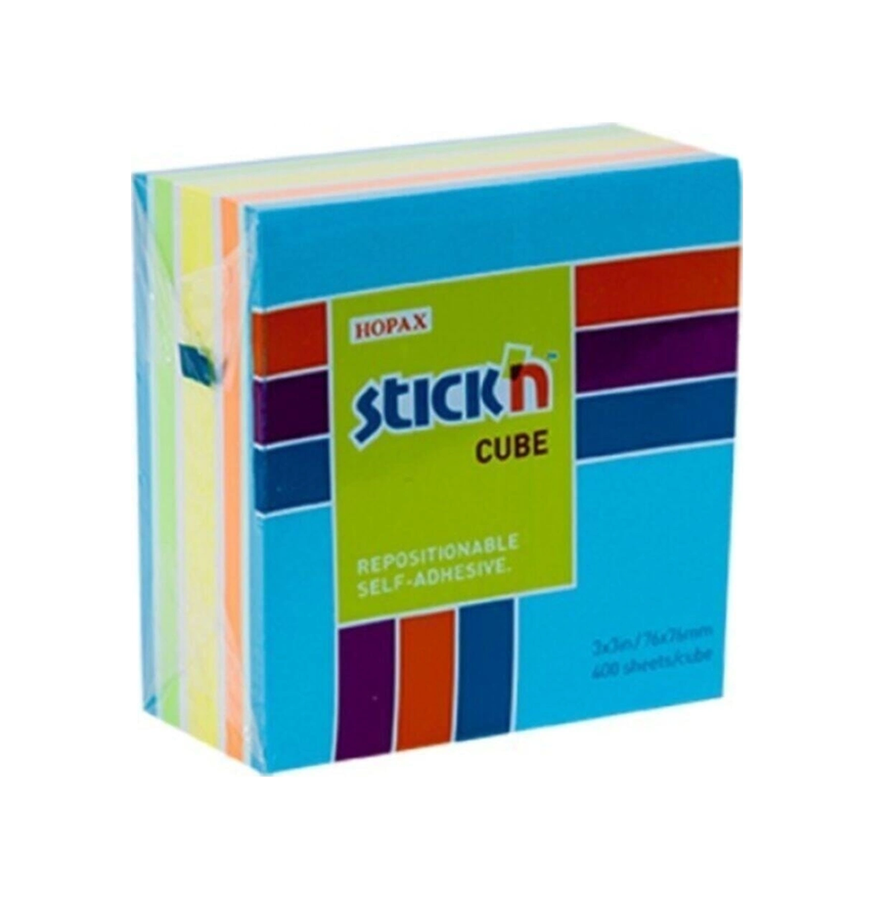 Hopax Stickn Yapışkanlı Not Kağıdı 76x76 Mm Küp 5 Renk 400 Yaprak Karışık