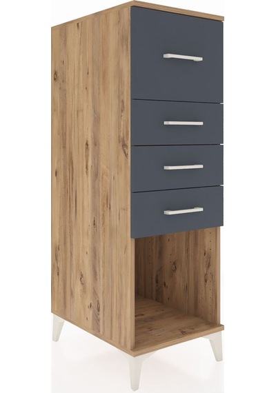 Kronos Dolap 4 Çekmeceli 44x59x134 Çam-antrasit Çam