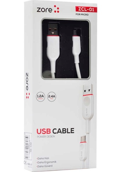 Zcl-01 Micro Usb Kablo-Beyaz