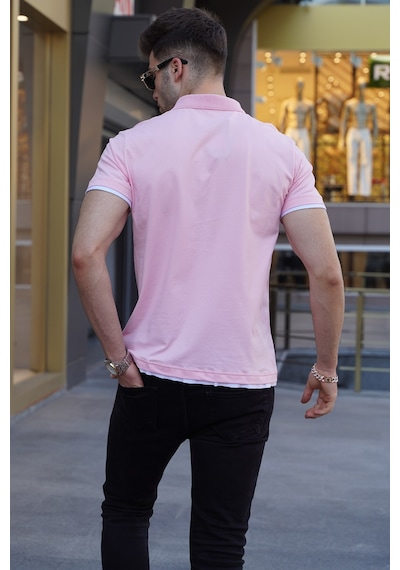 Madmext Pembe Basic Polo Yaka Tişört 5885 Pembe