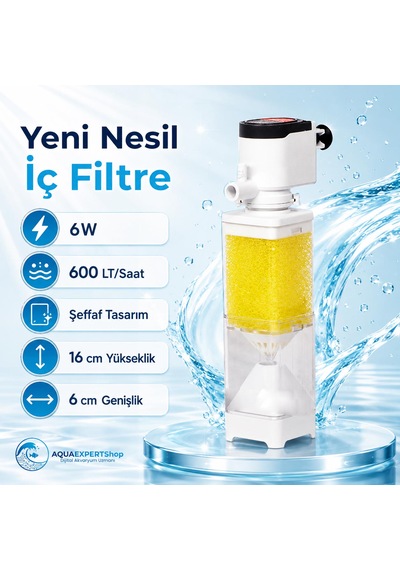 Sobo İç Filtre - Temizlik Filtresi - Yeni Nesil - Şeffaf Tasarım - 6w - 600 Lt/saat - Aq6100f