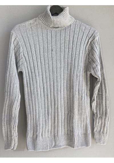 Martino Butik Unisex Balıkçı Yaka Gri Triko Kazak Gri