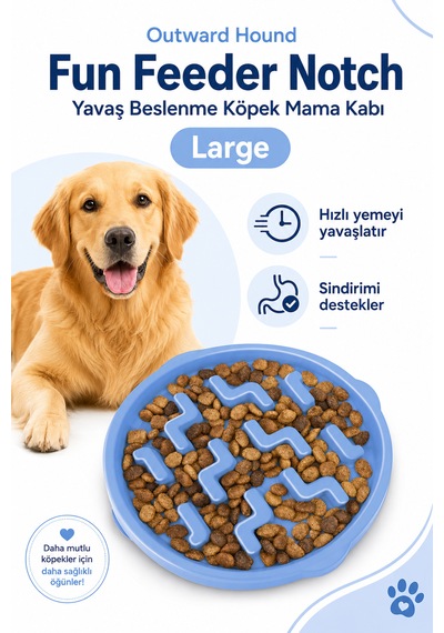 Outward Hound Fun Feeder Notch Yavaş Beslenme Köpek Mama Kabı Large