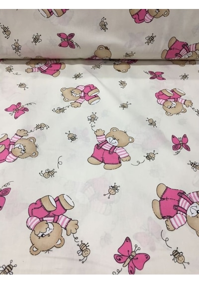 Wella Home Ayıcıklı Desen Akfil Nevresim Kumaşı %100Pamuk