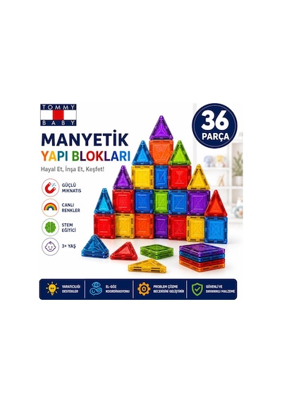Manyetik Yapı Blokları Ball Run Çocuklar İçin Renkli 3 Boyutlu 36 Parça Manyetik Blok Oyun Seti
