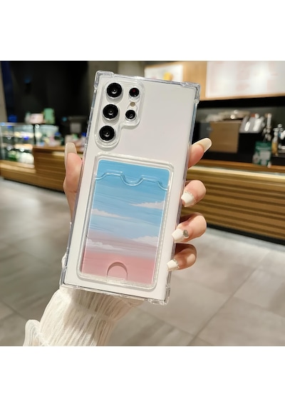Samsung Galaxy S23 Uyumlu Kartlıklı Kılıf Kamera Korumalı Anti Şok Şeffaf Kapak Şeffaf