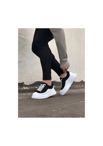 DMR Elegance Jy507 Alone Bağcıklı Süet Cilt Erkek Günlük Sneaker Ayakkabı Scbt Siyah/beyaz