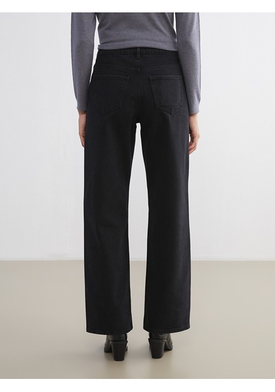 Lcw Jeans Siyah Wideleg Kadın Jean Pantolon