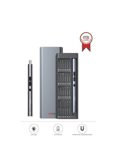 Torima Tts-04 48 Parça Şarjlı Hassas Tornavida Seti Led Işıklı, Mıknatıslı Alüminyum Kasa, Type-c