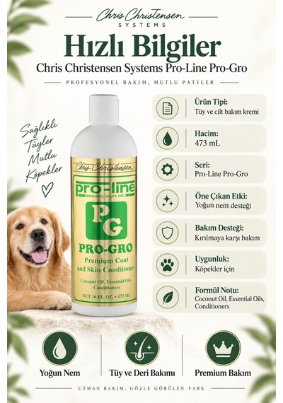 Chris Christensen Pro-line Pro-gro 15:1 Konsantre Kırılma Karşıtı Yoğun Nemlendirici Köpek Tüy Bakımı 473 Ml