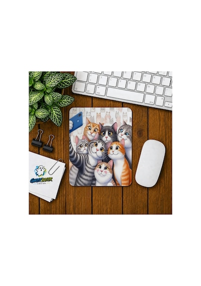Kedilerin Selfiesi Baskılı Oyuncu Mousepad 0123